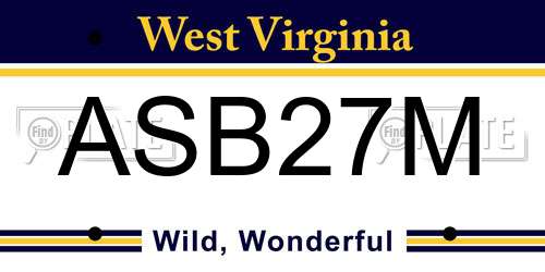 ASB27M West Virginia License Plate