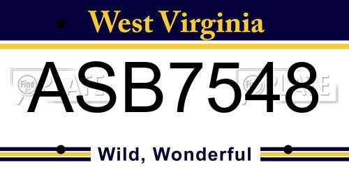 ASB7548 West Virginia License Plate