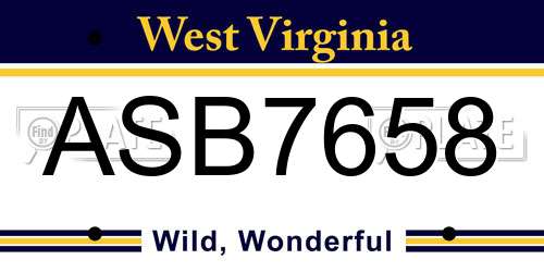 ASB7658 West Virginia License Plate