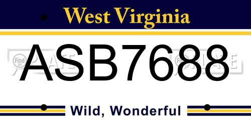 ASB7688 West Virginia License Plate