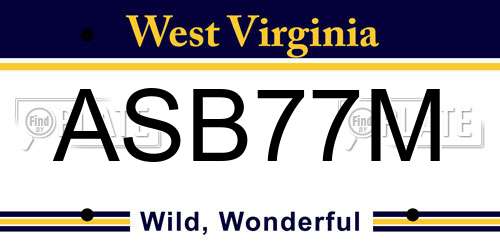 ASB77M West Virginia License Plate