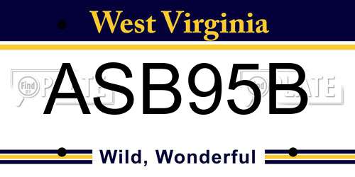 ASB95B West Virginia License Plate