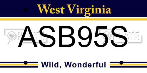 ASB95S West Virginia License Plate