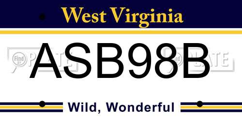 ASB98B West Virginia License Plate