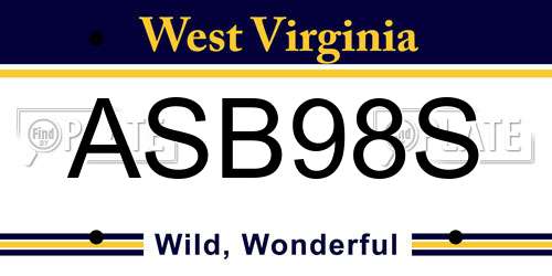 ASB98S West Virginia License Plate
