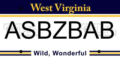 ASBZBAB West Virginia License Plate