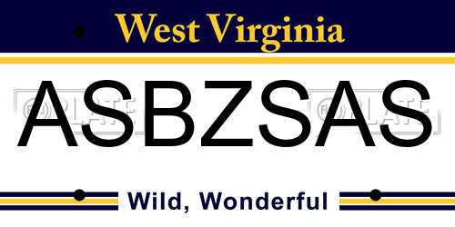ASBZSAS West Virginia License Plate
