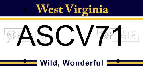 ASCV71 West Virginia License Plate