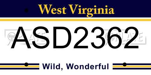 ASD2362 West Virginia License Plate