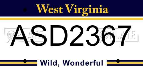 ASD2367 West Virginia License Plate