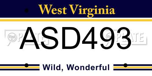ASD493 West Virginia License Plate
