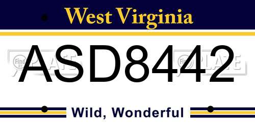 ASD8442 West Virginia License Plate