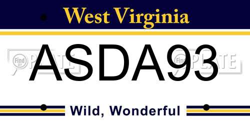 ASDA93 West Virginia License Plate