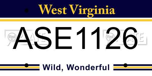 ASE1126 West Virginia License Plate