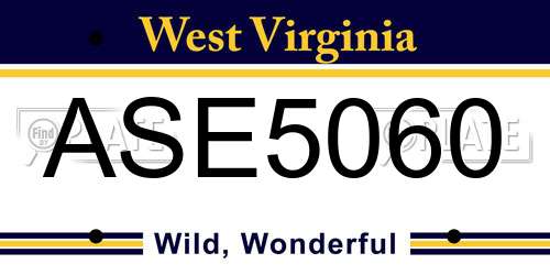 ASE5060 West Virginia License Plate