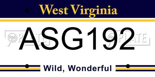 ASG192 West Virginia License Plate