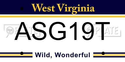 ASG19T West Virginia License Plate