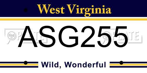 ASG255 West Virginia License Plate