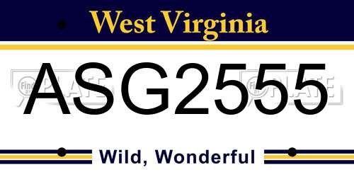 ASG2555 West Virginia License Plate