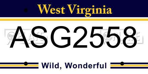 ASG2558 West Virginia License Plate