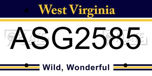 ASG2585 West Virginia License Plate