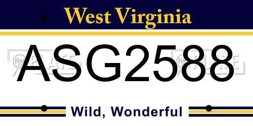 ASG2588 West Virginia License Plate