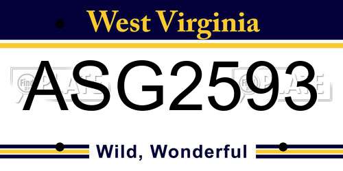 ASG2593 West Virginia License Plate