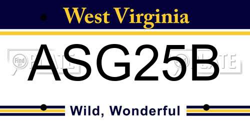 ASG25B West Virginia License Plate