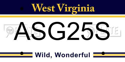 ASG25S West Virginia License Plate