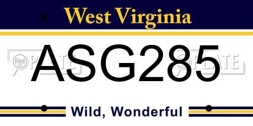 ASG285 West Virginia License Plate
