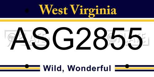 ASG2855 West Virginia License Plate