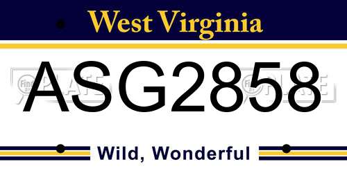 ASG2858 West Virginia License Plate