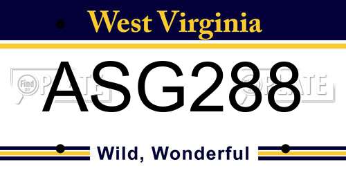 ASG288 West Virginia License Plate