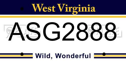 ASG2888 West Virginia License Plate