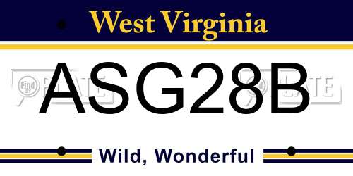 ASG28B West Virginia License Plate