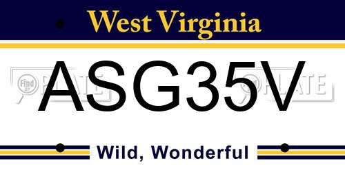 ASG35V West Virginia License Plate