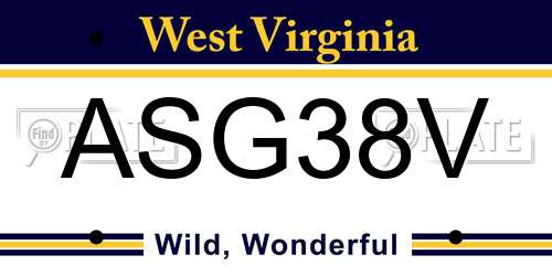 ASG38V West Virginia License Plate