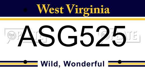 ASG525 West Virginia License Plate