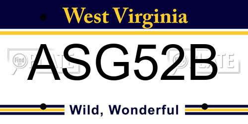 ASG52B West Virginia License Plate