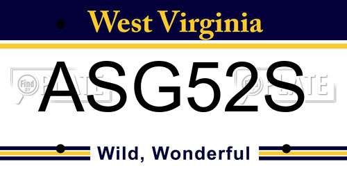 ASG52S West Virginia License Plate