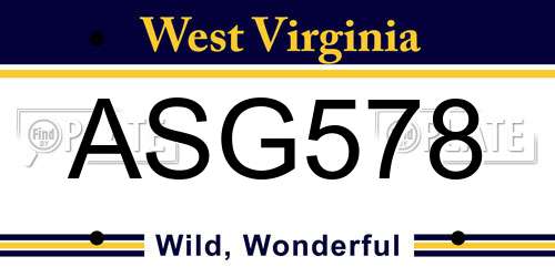 ASG578 West Virginia License Plate