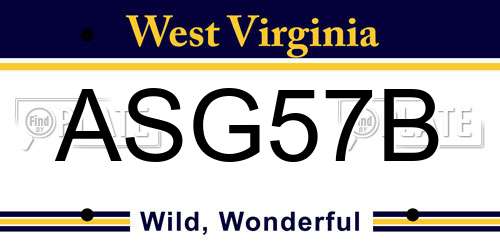 ASG57B West Virginia License Plate
