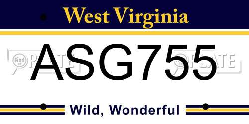 ASG755 West Virginia License Plate