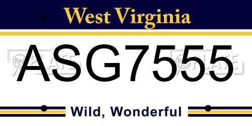 ASG7555 West Virginia License Plate