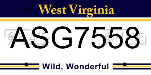 ASG7558 West Virginia License Plate