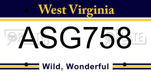 ASG758 West Virginia License Plate