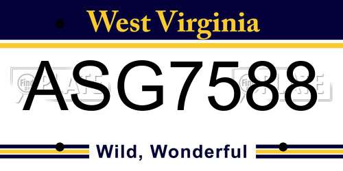 ASG7588 West Virginia License Plate