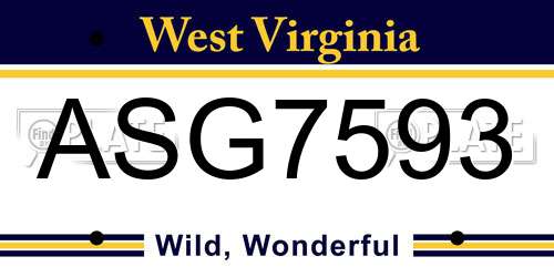 ASG7593 West Virginia License Plate