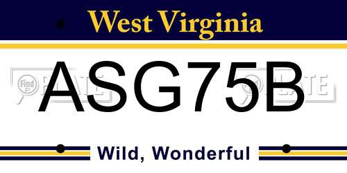ASG75B West Virginia License Plate