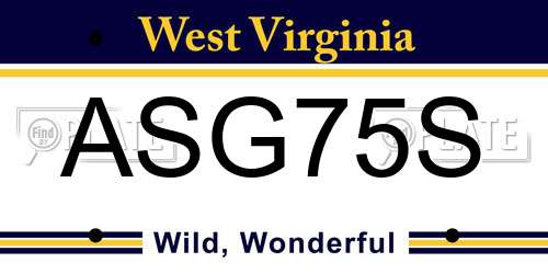 ASG75S West Virginia License Plate
